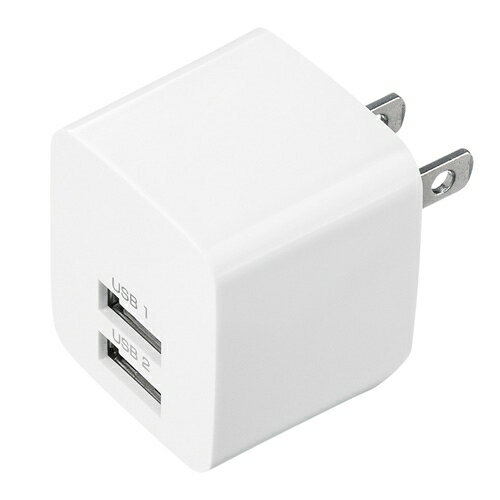 サンワサプライ [ACA-IP44W] USB充電器(2ポート・合計2.4A・ホワイト)