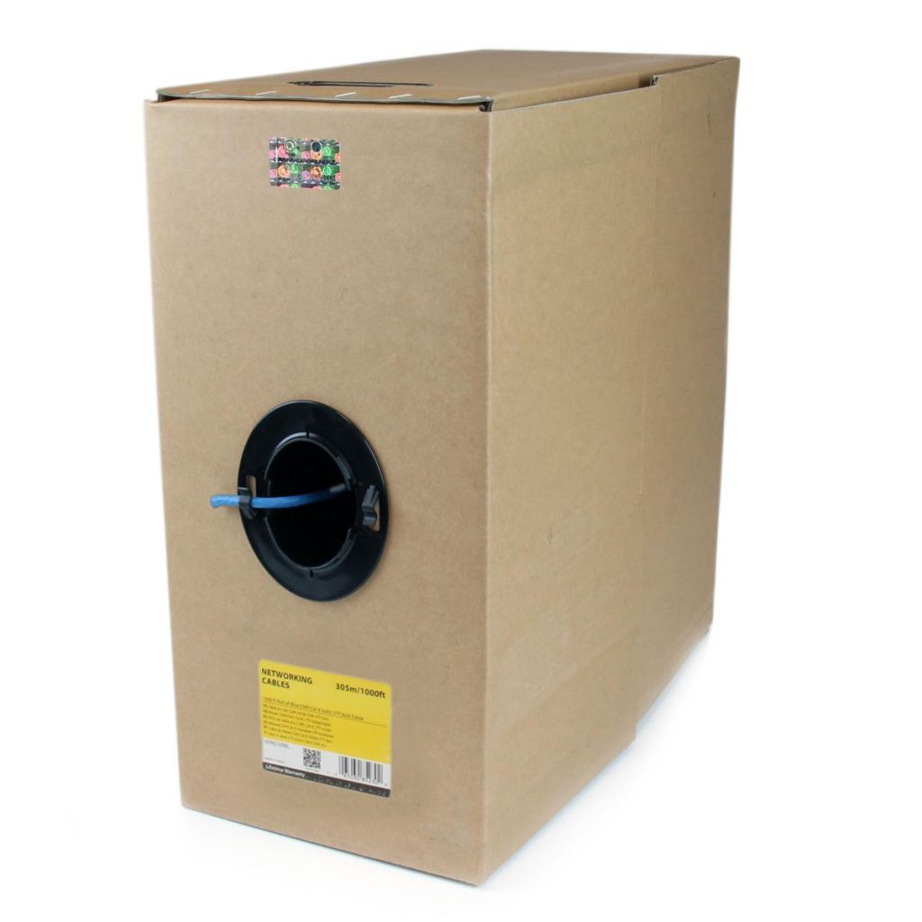 StarTech.com [WIR6CMRBL] 304.8m Cat6対応長尺LANケーブル 単線 ブルー 米国NEC規格CMR難燃グレード対応 リール巻き箱入りタイプ