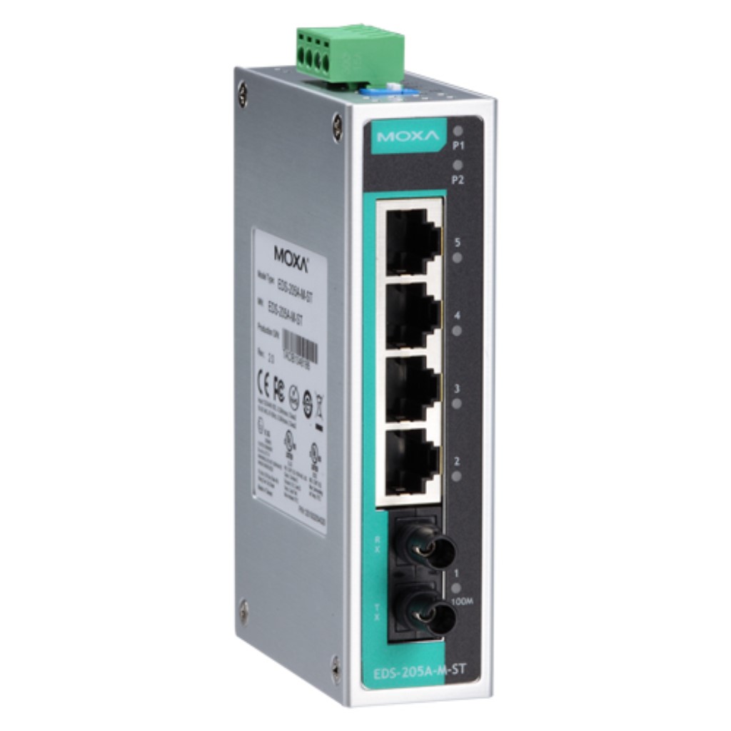MOXA [EDS-205A-M-ST] 5ポート(4xRJ45 1xマルチST)アンマネージドスイッチ