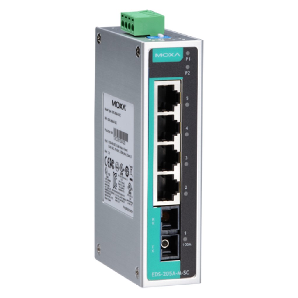 MOXA [EDS-205A-S-SC] 5ポート(4xRJ45 1xシングルSC)アンマネージドスイッチ