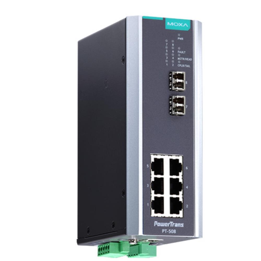 MOXA [PT-508-MM-LC-HV] IEC 61850-3認証マネージドスイッチ 6xRJ45 2xマルチLC