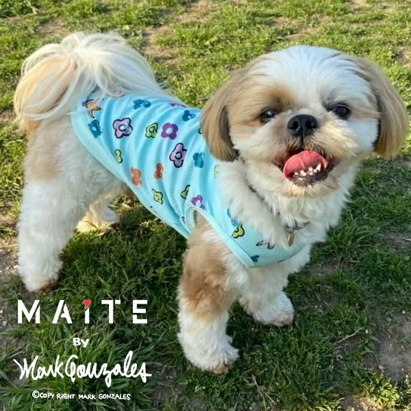 楽天TTClubドッグウェア タンクトップ おしゃれ ブランド MAiTE by Mark Gonzales マイト バイ マークゴンザレス 犬服 散歩着 かわいい 可愛い 抜け毛対策 汚れ防止 メッシュ 涼しい チワワ トイプードル フレンチブルドッグ 小型犬 ペットウェア ピンク サックス 2024 春 春夏 夏