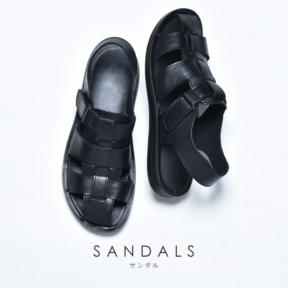 グルカサンダル サンダル メンズ おしゃれ ブランド SVEC シュベック カメサンダル コンフォートサンダル ストラップサンダル ベルクロサンダル つっかけ 履きやすい 歩きやすい ベルクロ フラット カジュアルシューズ ブラック 黒 シューズ 靴 くつ 2025 春 春夏 夏