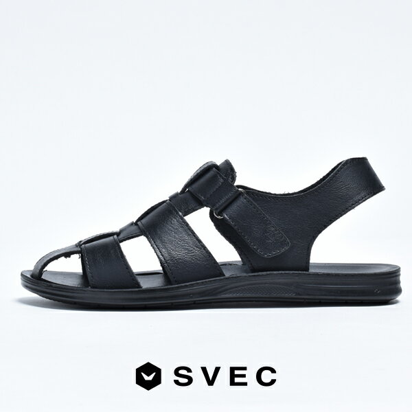グルカサンダル サンダル メンズ おしゃれ ブランド SVEC シュベック カメサンダル コンフォートサンダル ストラップサンダル ベルクロサンダル つっかけ 履きやすい 歩きやすい ベルクロ フラット カジュアルシューズ ブラック 黒 シューズ 靴 くつ 2025 春 春夏 夏