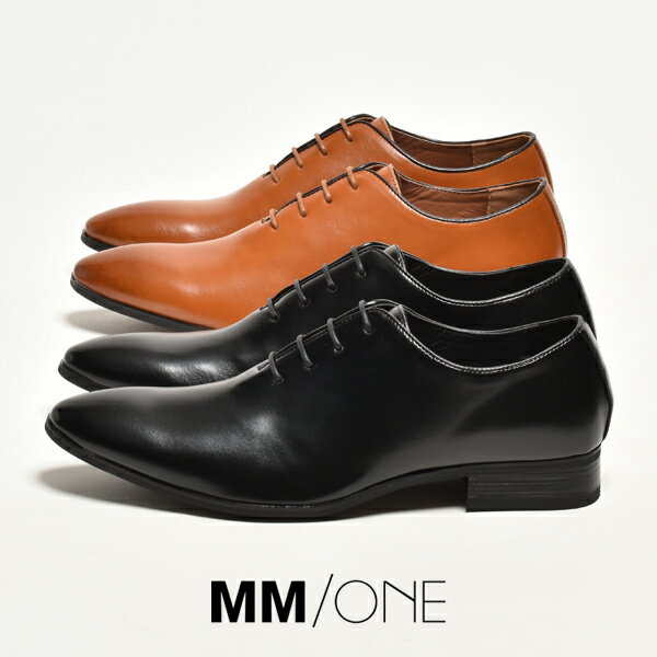【11/25★エントリーでP10倍】 ビジネスシューズ メンズ 革靴 ホールカット ワンピース MM/ONE エムエムワン 皮靴 短靴 ドレスシューズ レースア...