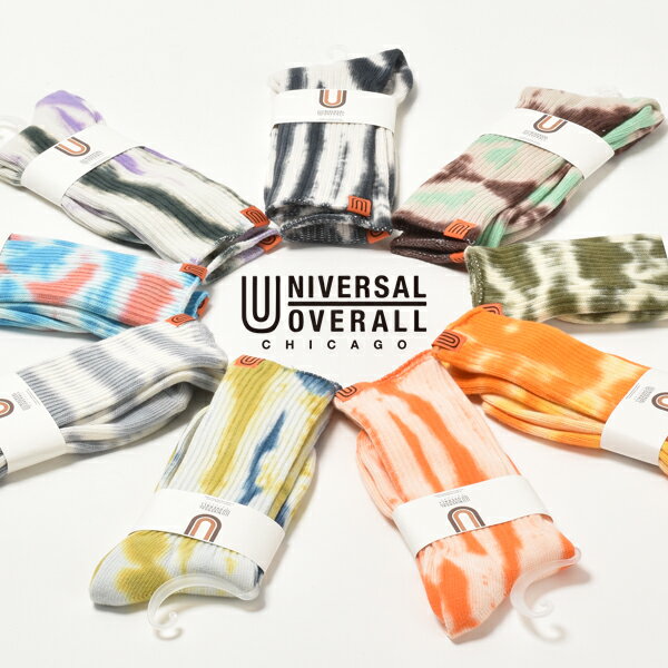 ユニバーサルオーバーオール UNIVERSAL OVERALL 靴下 メンズ レディース ブランド おしゃれ 黒 タイダイ タイダイ染め タイダイ柄 くつ下 クルー丈 クルーソックス リブ リブソックス ソックス 可愛い かわいい 綿混 総柄 ブラック ギフト プレゼント 誕生日 2024 春 春夏 夏