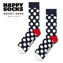 happy socks ハッピーソックス 靴下 レディース メンズ ブランド プレゼント かわいい おしゃれ クルー丈 ソックス くつ下 可愛い 綿混 カジュアル ビジネス ドット 水玉 総柄 ネイビー 紺 ギフト 誕生日 BIG DOT SOCK BDO01-6650 2024 冬 春 春夏