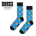 happy socks ハッピーソックス 靴下 レディース メンズ ブランド プレゼント かわいい おしゃれ クルー丈 ソックス くつ下 可愛い 綿混 カジュアル ビジネス アニマル柄 ドッグ 犬 総柄 ブラック 黒 ギフト 誕生日 Doggo Sock P000067 2024 冬 春 春夏