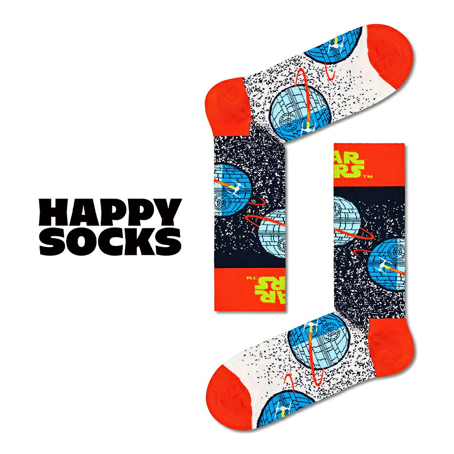 ハッピーソックス 靴下 レディース happy socks ハッピーソックス ギフト スターウォーズ Star Wars Death Star P000277 靴下 メンズ レディース おしゃれ ブランド かわいい ビジネス ソックス スニーカー コラボ クルー丈 くつ下 可愛い 綿混 カジュアル ブラック 黒 プレゼント 誕生日 2024 春 春夏 夏