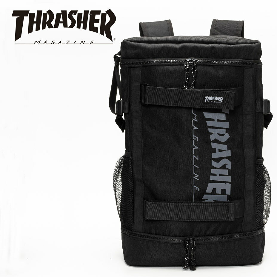 thrasher スラッシャー ブランド リュック リュックサック スケボー スクエア型 ボックス型 メンズ レディース 大容量 バックパック 32L a4 デイパック 黒 丈夫 ポケット 大人 軽い 軽量 おし…