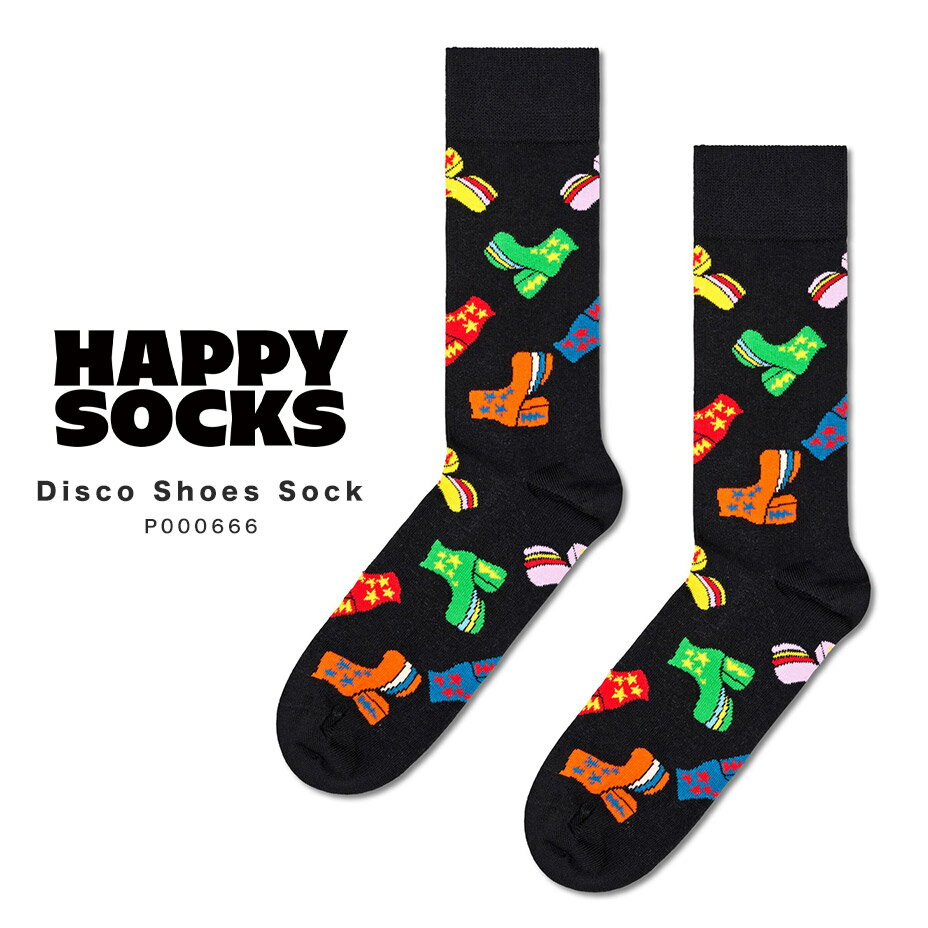 ハッピーソックス 靴下 レディース happy socks ハッピーソックス elton john エルトンジョン コラボ 靴下 レディース メンズ おしゃれ ブランド かわいい クルー丈 ミドル丈 ソックス くつ下 可愛い 綿 コットン 綿混 カジュアル ビジネス 派手 総柄 Disco Shoes Sock P000666 2024 春 春夏 夏