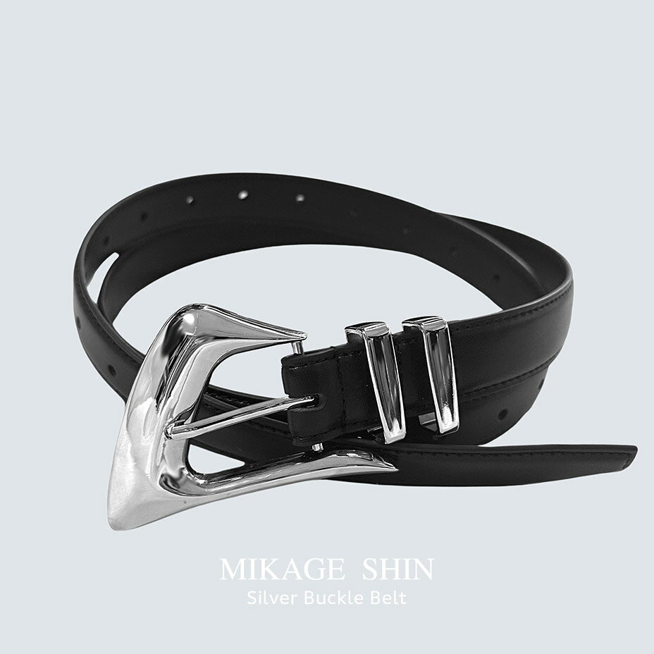 MIKAGE SHIN ミカゲシン Pleats Belt ベルト メンズ レディース 本革 革 カジュアル 細め 垂らす レザー 長い 長め ウエストマーク おしゃれ かわいい 可愛い ブラック 黒