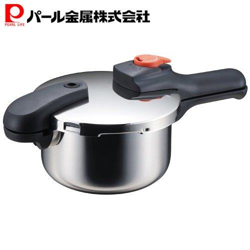パール金属公式 片手 圧力鍋 2.5L ガス火対応 IH対応 ステンレス 圧力切替式 4号炊き レシピ付 節約クック 片手圧力鍋 圧力なべ 片手 圧力 H-5434 フライパン 料理 食洗機対応 キッチン用品