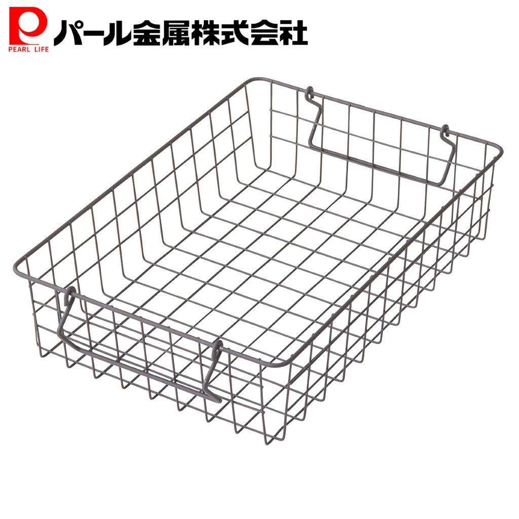 乐天商城 - パール金属公式 バスケット ブラウン Mサイズ スタッキングワイヤーバスケット N-8325 収納用品 かごバスケット キッチン収納 整理整頓 省スペース 積み重ね