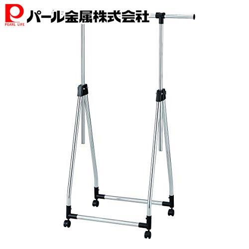 パール金属 フォールディングハンガー ブラック コンパクト N-7609 幅60.5-99.5×奥行48×高さ95-160cm、..