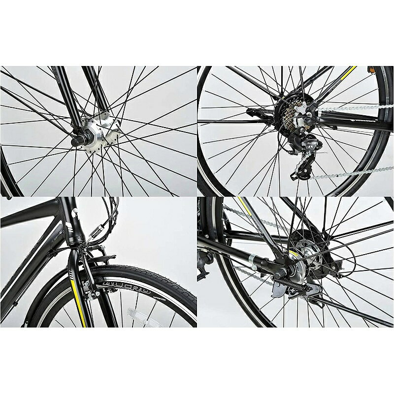 TTCSHOP楽天市場店のキャプテンスタッグ アルクロ 700C クロスバイク アルミクロス シマノ21段変速 LEDオートライト Vブレーキ ローラーブレーキ リング錠 前後泥除け 標準装備 L70021AT Mサイズ 420mm マットブラ｜アングル3