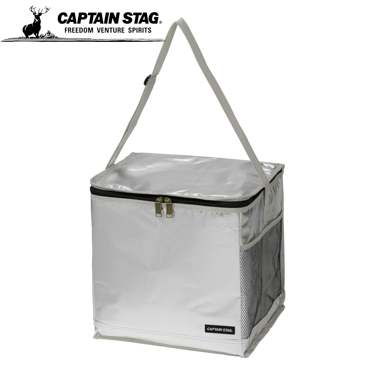 キャプテンスタッグ 保冷バッグ クーラーバッグ 折り畳み収納可能 ダブルフラップクーラーバッグ 容量24L シルバー デリス UE-651 クーラーボックス保冷剤 クーラーボックス 持ち運び アウトドア 撥水