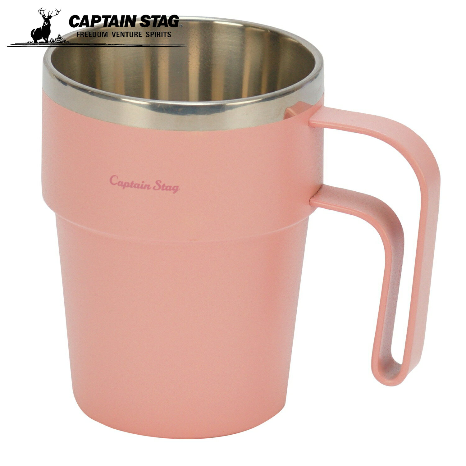 乐天商城 - キャプテンスタッグ(CAPTAIN STAG) アウトドア コップ マグカップ CS真空二重スタッキングマグカップ 210ml 保温保冷 紙コップ使用可能 ピンク UE-4947