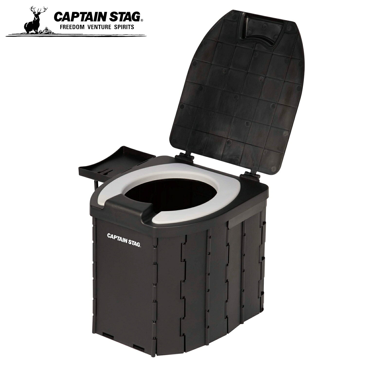 キャプテンスタッグ(CAPTAIN STAG) 非常用トイレ 折りたたみ式 ポータブル 簡易トイレ D型 type2 凝固剤 汚物袋 収納ケース付き ブラック UW-5049 ttcshop-10020014 TTCSHOP楽天市場店 パッケージ画像