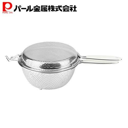 パール金属 ステンレス パンチング ハンディストレーナー 16cm 2点セット シルバー CooFooGoo AZ-5526 調理器具 ざる 食洗機対応 シリコーン キッチン用品
