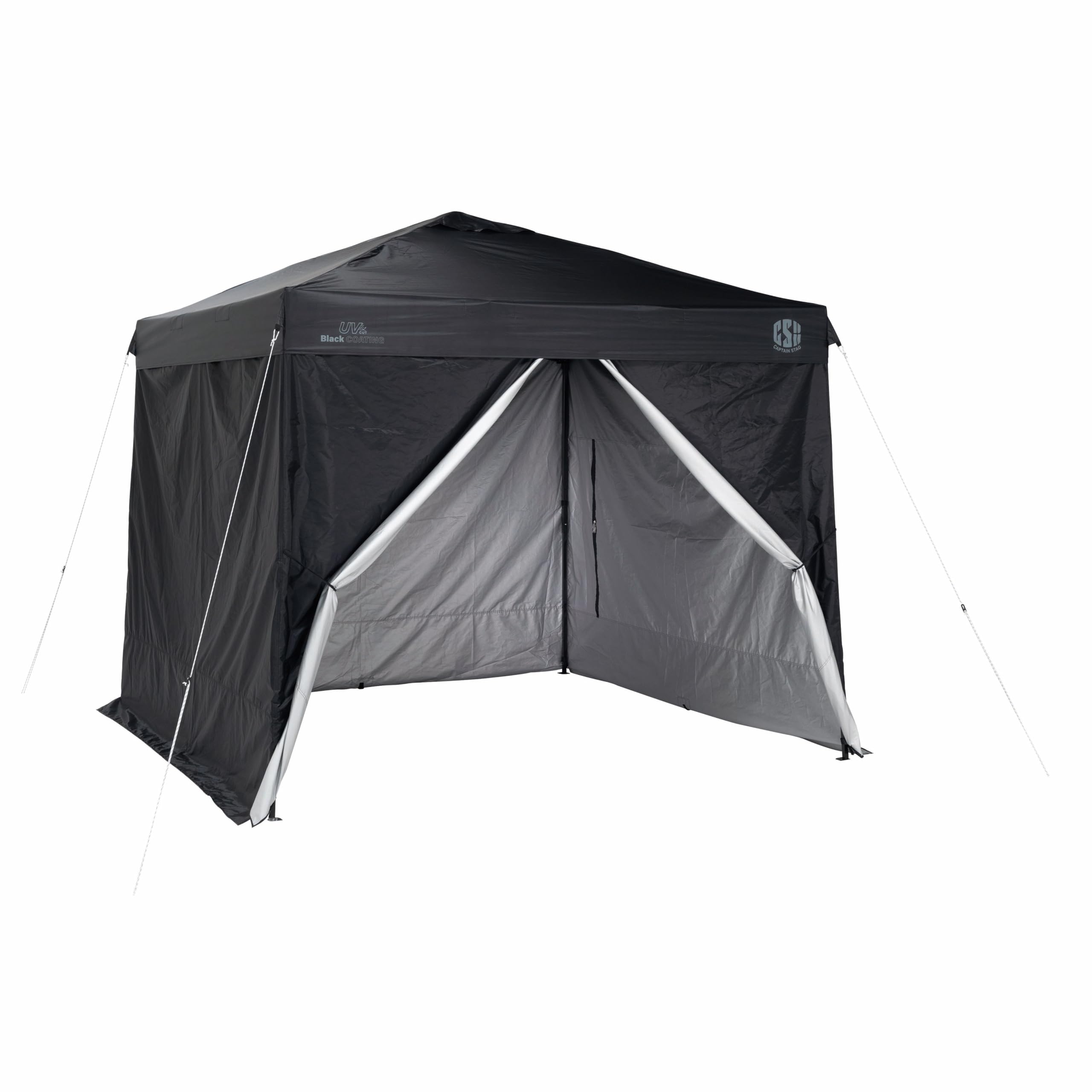 商品説明■　情報1製品サイズ:(約)250×250×高さ247/237/227cm(組立サイズ)、123×21×21cm(収納サイズ)■　情報2製品重量:(約)15kg■　情報3材質:フライ/ポリエステル150D・ブラックコーティング(10000mm防水)UV加工、ウォール/ポリエルテル150D・シルバーコーティング(1000mm防水)UV加工、フレーム/鉄(粉黛塗装)、原産国:中国■　情報4付属品:ペグ16本、ガイドロープ4本、ペグ用収納袋1枚、キャスターバッグ1枚■　情報5特徴:組立簡単なプッシュアップ構造。休憩場所の日除けとして、スポットクーラーとの併用で涼しいスペースを確保。■フライ天井部にベンチレーション…涼しく快適に過ごせます。■コーティング…フライシートはブラックコーティング(10,000mm防水)で、日差しを99.99％カット。ウォールパネルは紫外線95％カットのシルバーコーティング。■スポットクーラ—用ファスナー…ウォールパネルにスポットクーラーのダクト用ダブルファスナーを装備。■フレームの高さ調節…プッシュボタン式で簡単にフレームを3段階に調節可能。■ガイドロープ取り付け用三角布装備…フライのコーナー部分には、ガイドロープを掛けてタープを固定できる三角布装備。■丈夫なベースプレート…ベースプレートは丈夫なスチール製。ペグ用の穴を装備。■シームレス加工…天井部分には、縫い目からの雨の侵入を防ぐシームレス加工。■キャスターバッグ…ポリエステル150デニールにPE加工を施した丈夫な生地を使用。持ち運びや移動に便利なキャスター付。■　情報6特徴:組立簡単なプッシュアップ構造。 休憩場所の日除けとして、スポットクーラーとの併用で涼しいスペースを確保。 ■フライ天井部にベンチレーション…涼しく快適に過ごせます。 ■コーティング…フライシートはブラックコーティング(10,000mm防水)で、日差しを99.99％カット。ウォールパネルは紫外線95％カットのシルバーコーティング。 ■スポットクーラ—用ファスナー…ウォールパネルにスポットクーラーのダクト用ダブルファスナーを装備。 ■フレームの高さ調節…プッシュボタン式で簡単にフレームを3段階に調節可能。 ■ガイドロープ取り付け用三角布装備…フライのコーナー部分には、ガイドロープを掛けてタープを固定できる三角布装備。 ■丈夫なベースプレート…ベースプレートは丈夫なスチール製。ペグ用の穴を装備。 ■シームレス加工…天井部分には、縫い目からの雨の侵入を防ぐシームレス加工。 ■キャスターバッグ…ポリエステル150デニールにPE加工を施した丈夫な生地を使用。持ち運びや移動に便利なキャスター付。 製品サイズ:(約)250×250×高さ247/237/227cm(組立サイズ)、123×21×21cm(収納サイズ) 製品重量:(約)15kg 材質:フライ/ポリエステル150D・ブラックコーティング(10000mm防水)UV加工、ウォール/ポリエルテル150D・シルバーコーティング(1000mm防水)UV加工、フレーム/鉄(粉黛塗装) 原産国:中国 付属品:ペグ16本、ガイドロープ4本、ペグ用収納袋1枚、キャスターバッグ1枚 レンタル等による貸出、オークション等による販売や中古販売、及び譲渡によって発生した故障・破損・損害・事故などにつきましては一切責任を負いかねますので予めご了承ください。