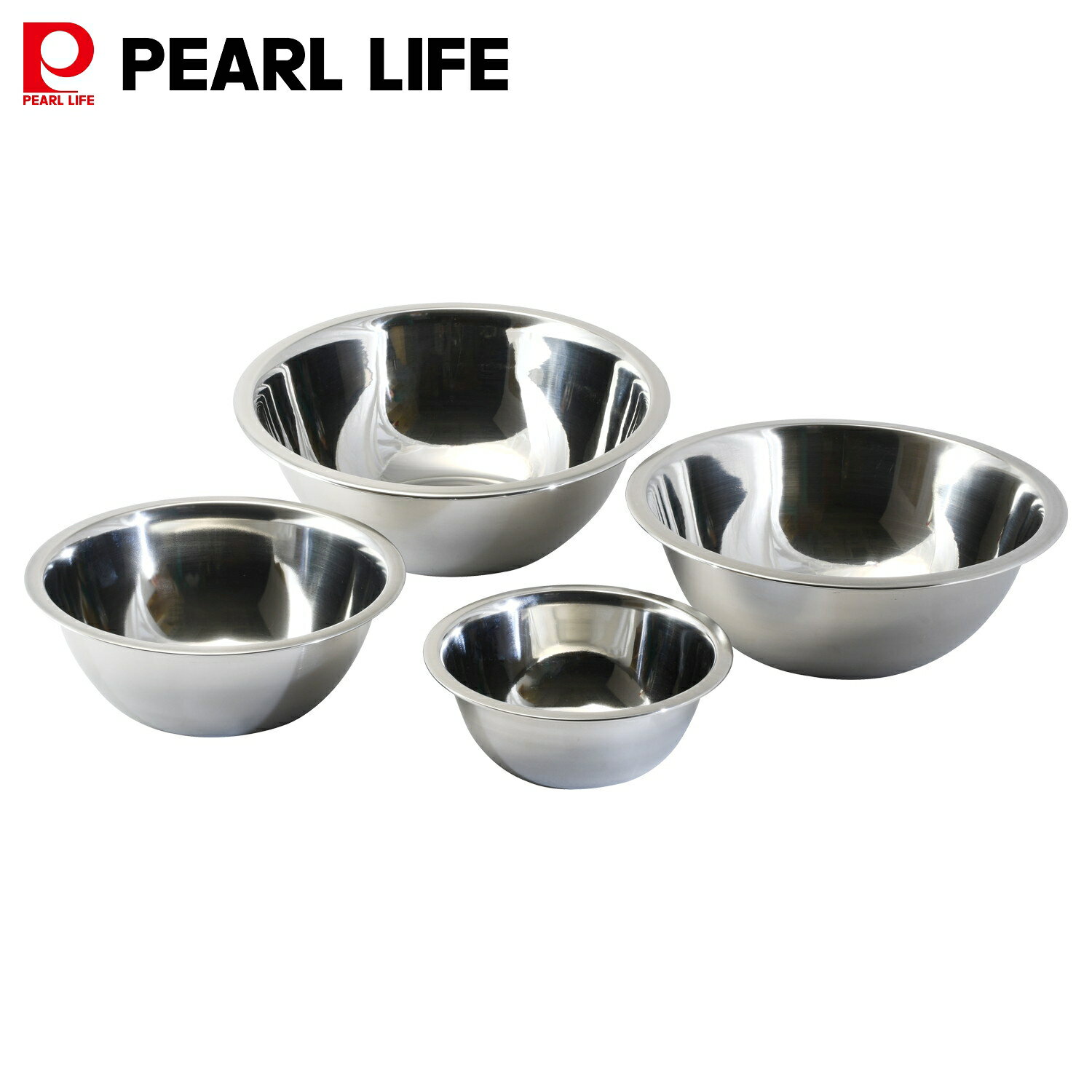 ■商品名 ララシャイン ステンレス製ボウル4点セット(14・18・22・24cm) ■品番 HC-155 ■商品説明 製品サイズ:(約)14cm/外径16×高さ6cm、18cm/外径20×高さ7.5cm、22cm/外径24×高さ8.5cm、...