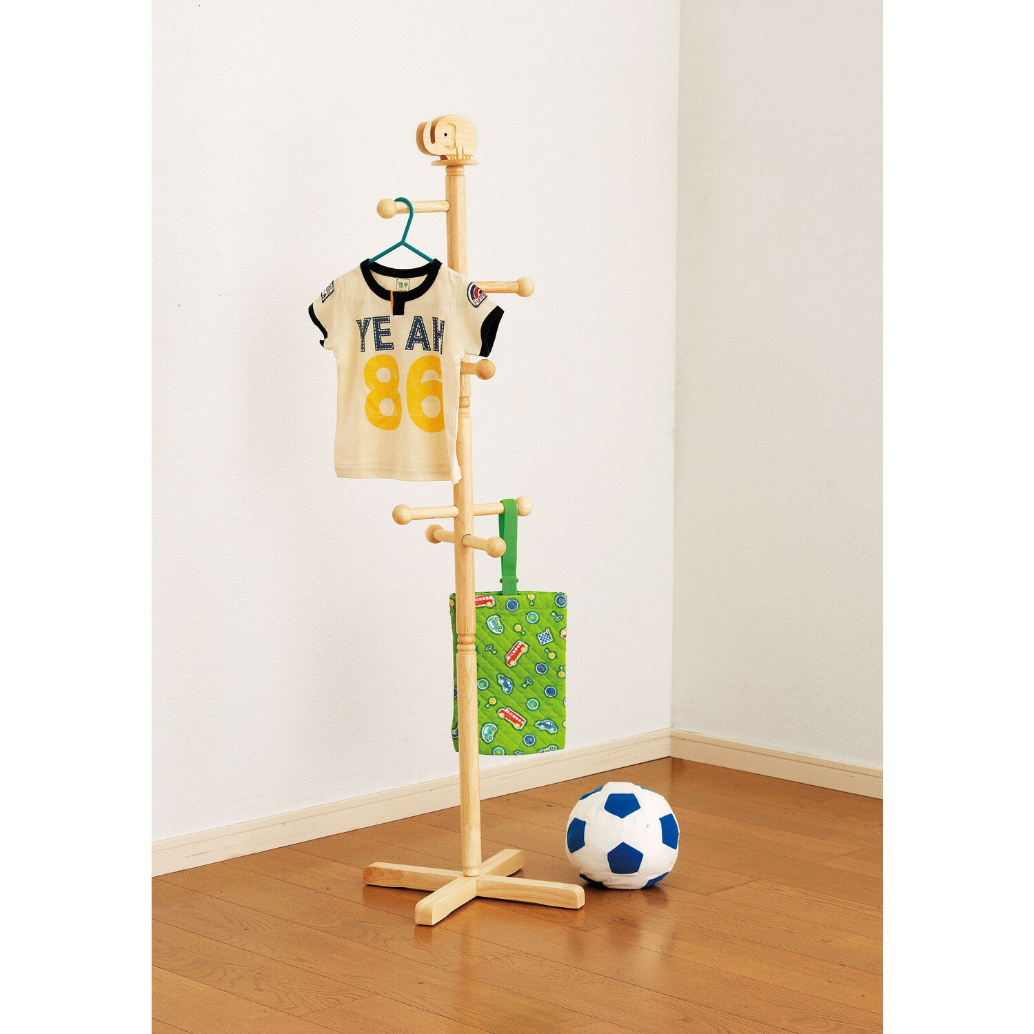 パール金属 木製 ポールハンガー 子供 キッズ ジュニア ぞう ナチュラル V-II N-7806 帽子掛け 衣文かけ ハンガーラック