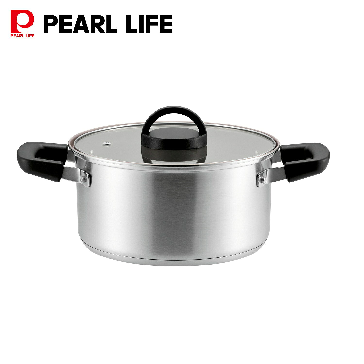 パール金属 両手鍋 20cm 3層底 内面セラミック IH対応 ガラス蓋付 ルミール HC-1081