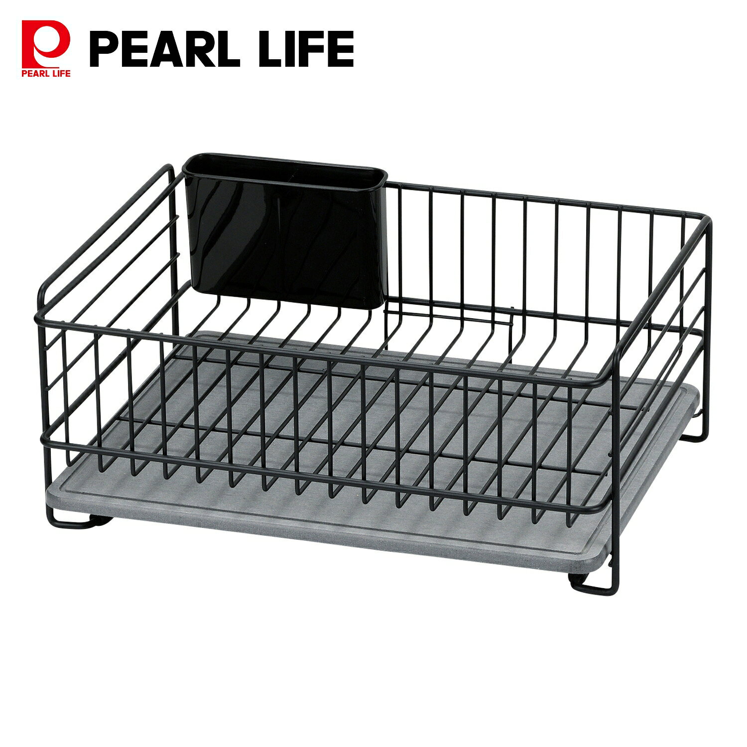 オンライン限定 パール金属 珪藻土 トレー 水切りバスケット ブラック 製品サイズ:(約)幅35×奥行28×高さ15.5cm AZ-7173