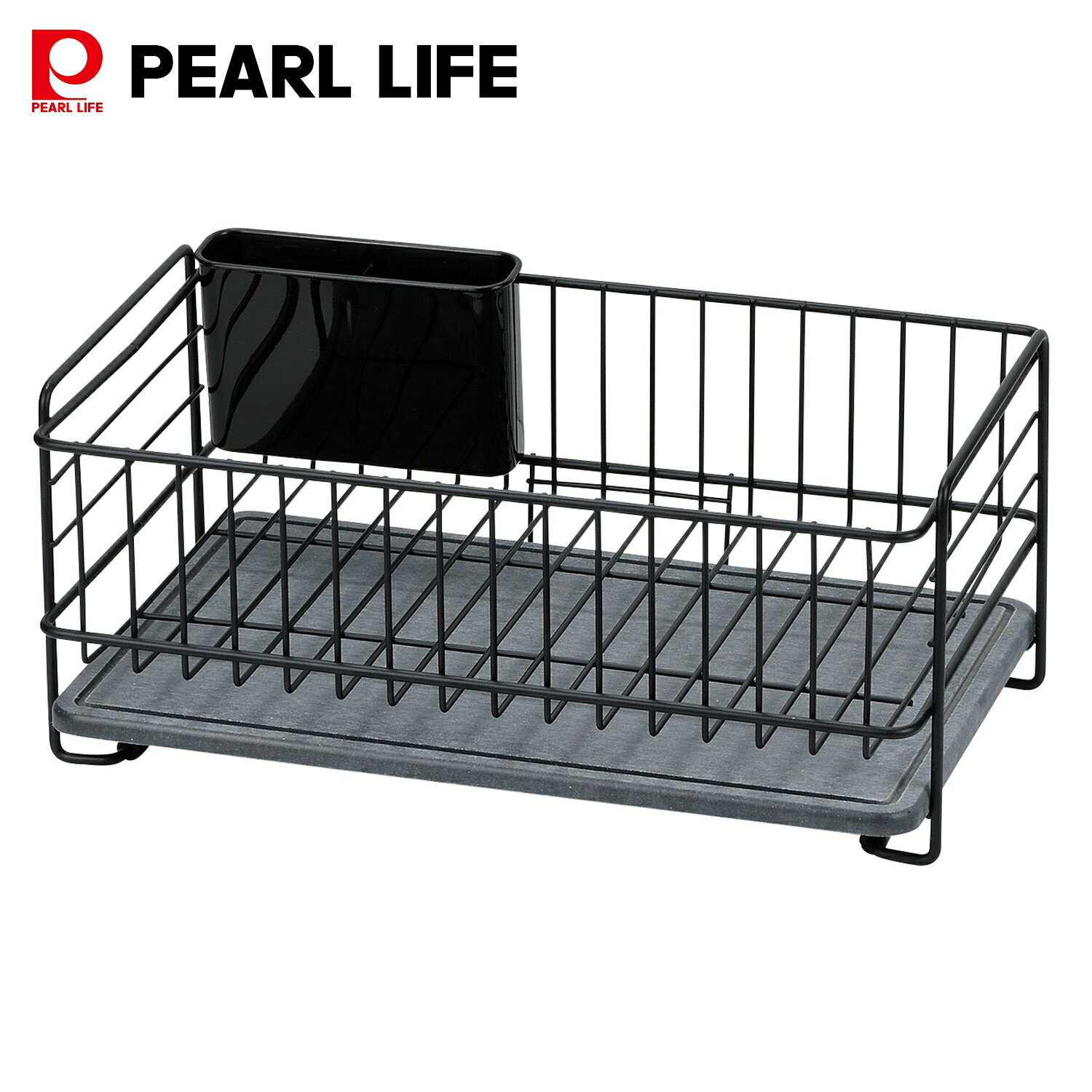 オンライン限定 パール金属 珪藻土 トレー 水切りバスケット スリム ブラック 製品サイズ:(約)幅35×奥行22×高さ15.5cm AZ-7174