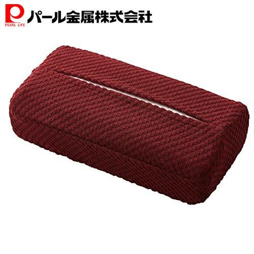 パール金属 ストレッチティッシュカバー ソフトパック用ブロック柄 レッド N-7766 新生活