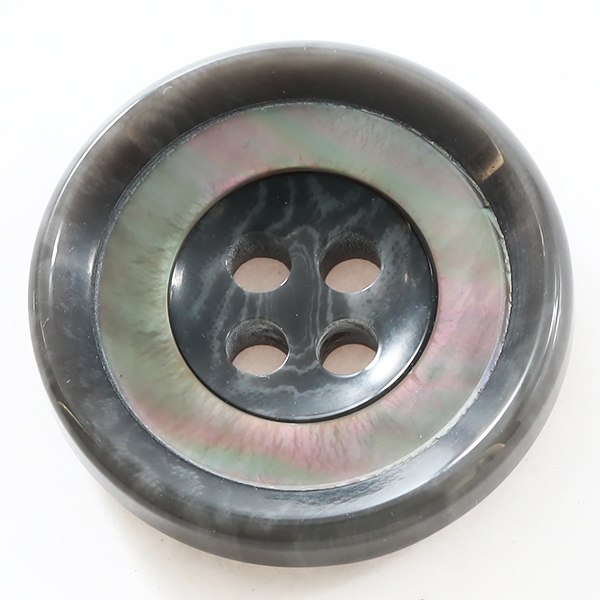 【スーツボタン専門店】バーラ(COLOR.07グレー系) 15mm[1個から販売]ポリエステルと貝ボタンの組合わせ..