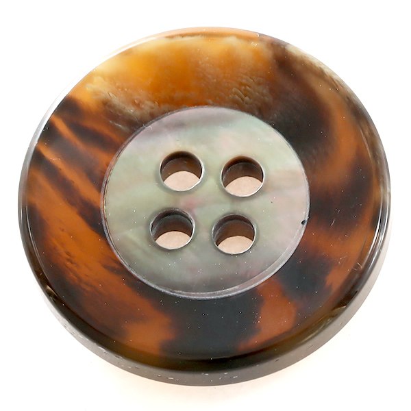 【スーツボタン専門店】キール(COLOR.45ブラウン系) 20mm[1個から販売]ポリエステルと貝ボタン組合せ 紳士服スーツジャケットの前ボタンに老舗テーラー御用達スーツボタン専門店の高級シェルボタン
