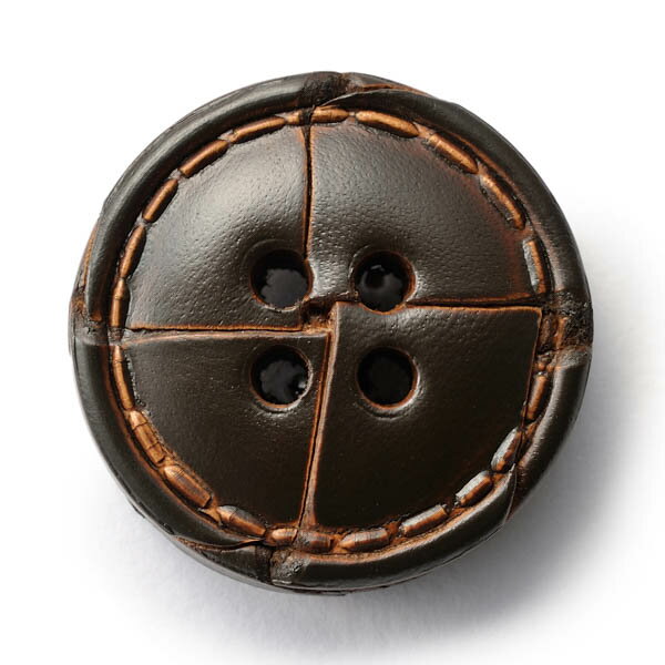 Leather Button - 【スーツボタン専門店】本革ボタンLZ-1500 25mm (color.04ダークブラウン) コート対応ボタン[1個から販売]老舗テーラー御用達スーツボタン専門店の高級ボタン