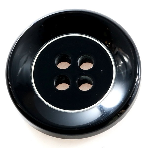 【スーツボタン専門店】ケウル(COLOR.09ブラック系) 20mm[1個から販売]ポリエステルとメタルリングの組合わせ 紳士服スーツジャケットの前ボタンに老舗テーラー御用達スーツボタン専門店の高級ボタン