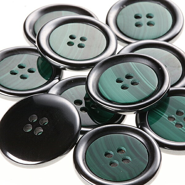 【送料無料】15mm宝石ボタンREX(No.4mk)(石:マラカイト,外側:ヘマタイト)[単品]高級スーツジャケット用の袖口・袖ボタン,パワーストーン