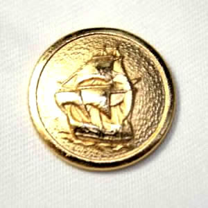 【スーツボタン専門店】【処分品】メタルボタンI-01【帆船】ゴールド15mm 紳士服スーツジャケットの袖口・袖ボタンに 1