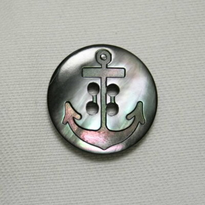 Button - 【スーツボタン専門店】イカリ柄黒蝶貝ボタン 18mm[1個から販売]老舗テーラー御用達スーツボタン専門店の高級シェルボタン