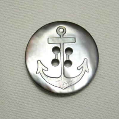 Button - 【スーツボタン専門店】イカリ柄黒蝶貝ボタン 20mm[1個から販売]老舗テーラー御用達スーツボタン専門店の高級シェルボタン