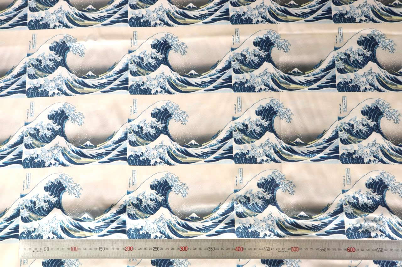 【高級オーダー専門店】葛飾北斎冨嶽三十六景プリント裏地(color.1波)神奈川沖浪裏 浮世絵裏地,富嶽三十六景 国内加工 老舗テーラーが使う高級スーツ用裏地 他に無い自社オリジナル品(3)