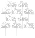 ケーキトッパー 10個セット お誕生日ケーキ飾り ハッピーバースデー【HappBirthday】シルバーラメ