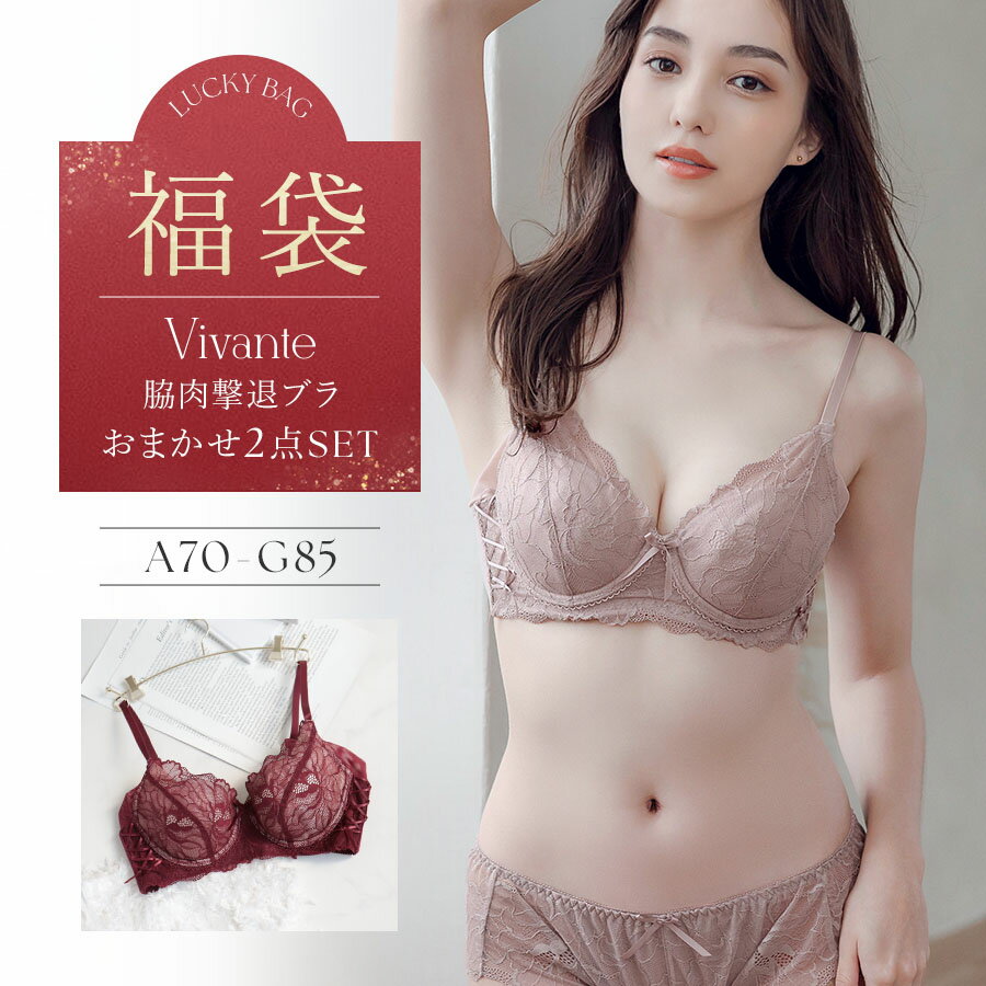 2025福袋 《カラーおまかせ vivanteピオニーレースブラ2点セット》当店人気No.1ブラがMAX56％OFF♪苦しくない ソフト補正 脇高ブラ グラマーサイズ ブラジャー 補正下着 かわいい レディース インナー 下着 単品 vivante ヴィヴァンテ Eカップ以上 Aカップ【tu-hacci】のサムネイル