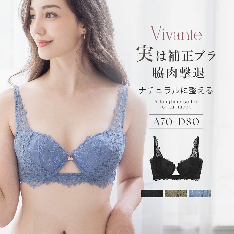 【最大20％OFFクーポン】vivante ブロドゥリーレースブラ / 補正ブラに見えない脇肉撃退ブラ 補正 脇高 谷間 リフト…