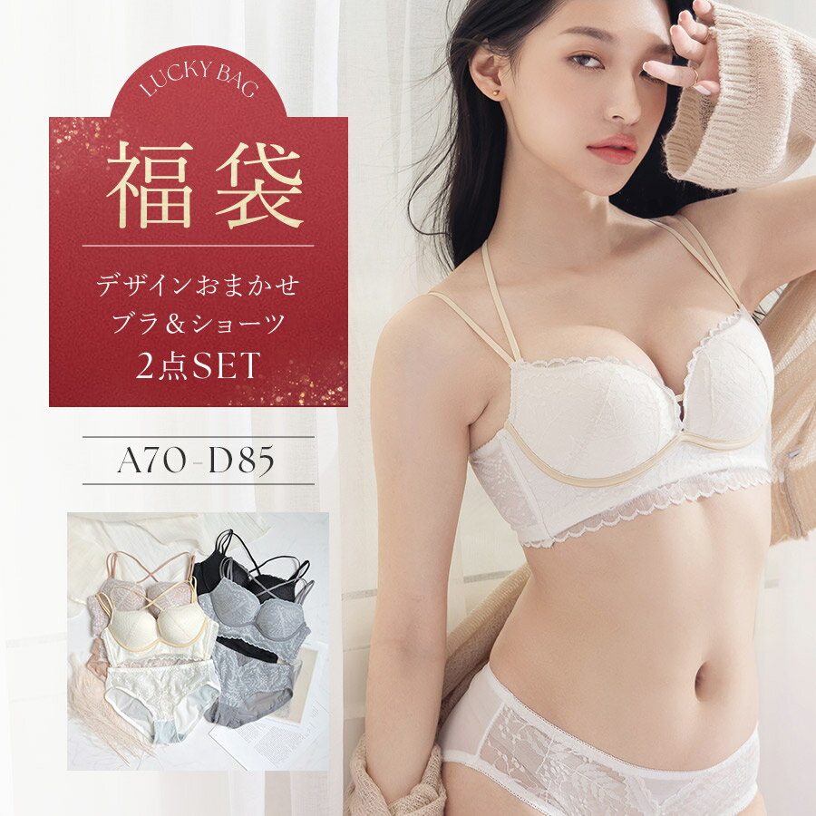 前回即完売！福袋 2024《デザインおまかせブラ&ショーツ2本セット》数量限定 おひとり様1点限り最大￥10,000相当 MAX80%OFF 特別価格 上下セット ブラジャー ショーツ ブラショーツ Aカップ Eカップ Fカップ ※クーポン使用不可【tu-hacci】のサムネイル