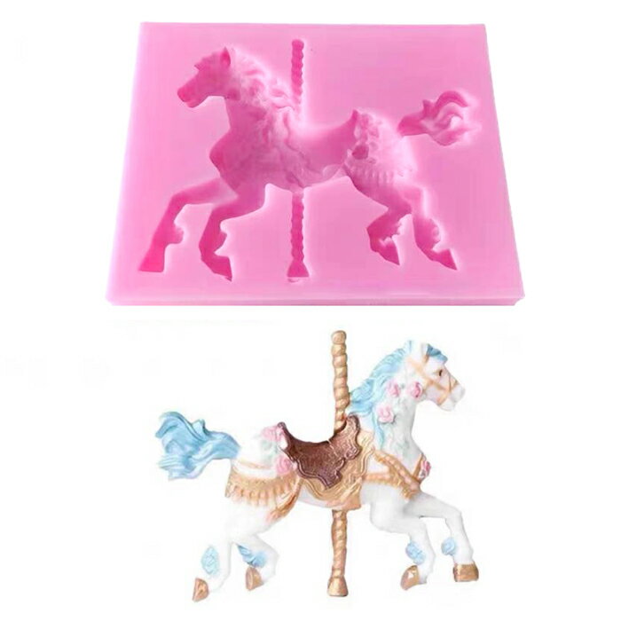 メリーゴーラウンドの型/遊園地/馬/シリコンモールド/製菓、製氷器、チョコレート、レジン型、アクセサ..