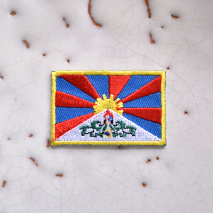 チベット国旗のワッペン/西蔵/FREE TIBET/アイロン糊付き/手芸