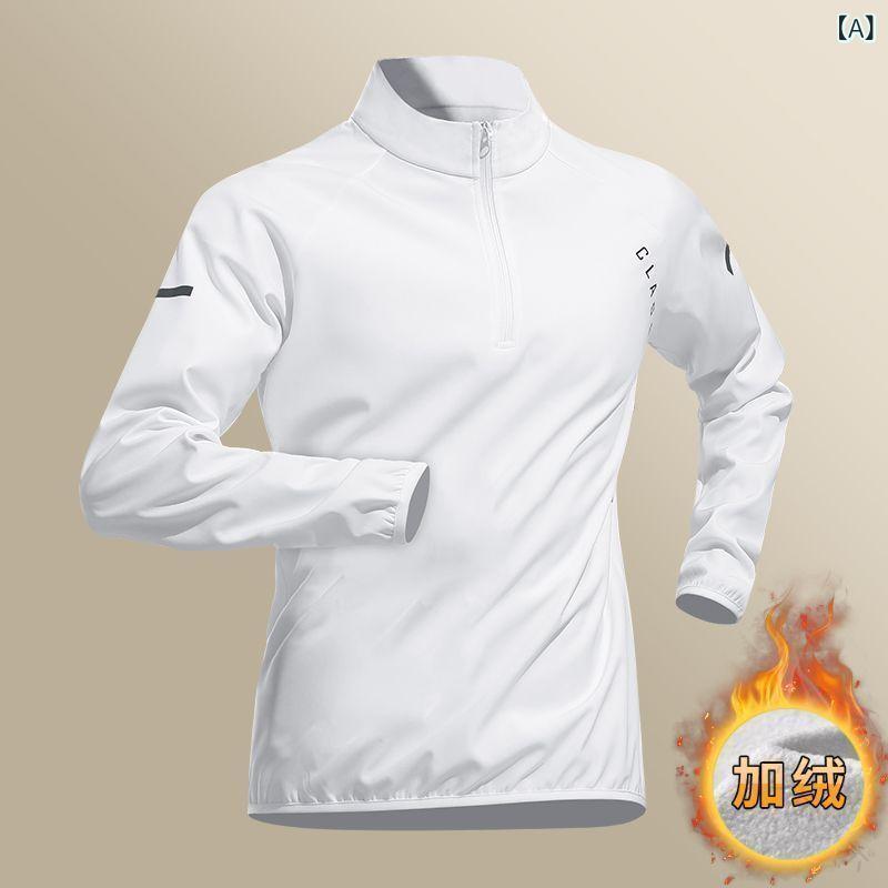スポーツ Tシャツ メンズ 秋冬 長袖 スタンドカラー ハーフジップ 裏起毛 保温 速乾 吸汗 透湿性 ラン..