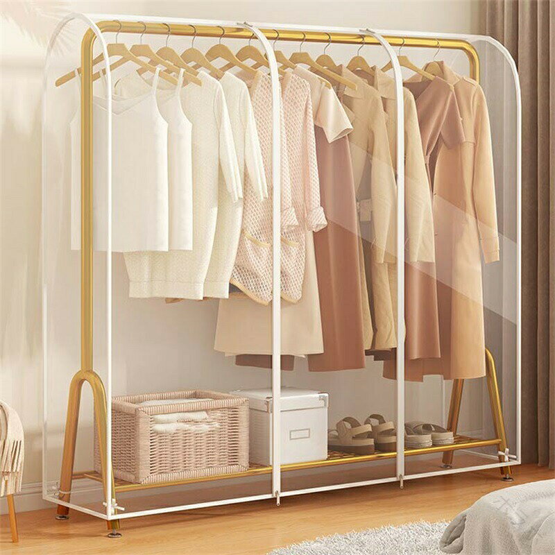 ハンガーラックカバー パイプハンガーカバー 防塵 通気性 洋服カバー 防カビ 透明クリア ダブルサイズ ..