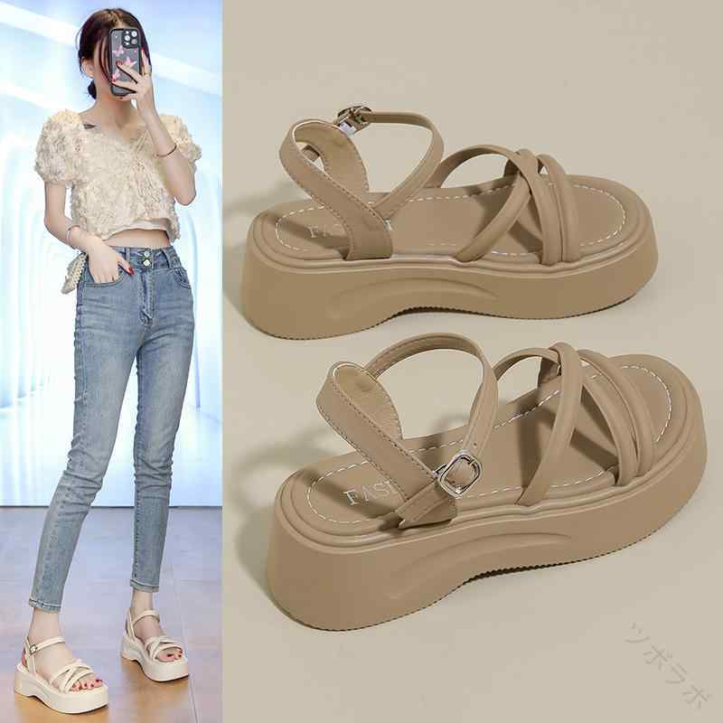 サンダル レディース 厚底 夏用 歩きやすい 疲れにくい ネット素材 女性用 厚底サンダル 2025年夏 新作 万能アウター合わせ スカート ワンライン ローマンシューズ おしゃれで快適な履き心地