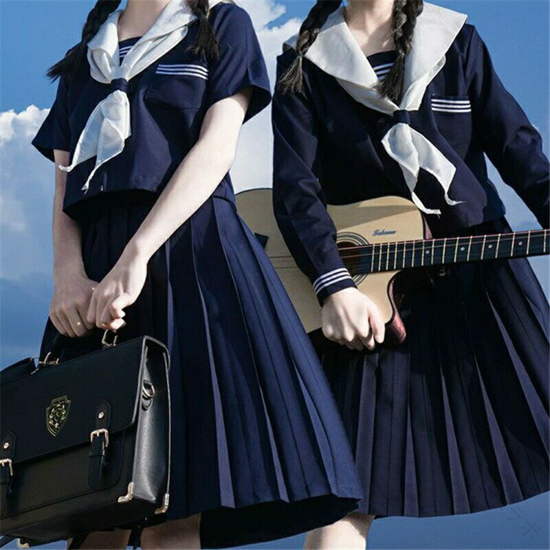コスチューム衣装 コスプレ衣装 可愛いスカート リボン付き 大きいサイズ セーラー服 セットアップ 半袖 長袖 女子制服 上下セット JK高校生 学園祭 レディ...